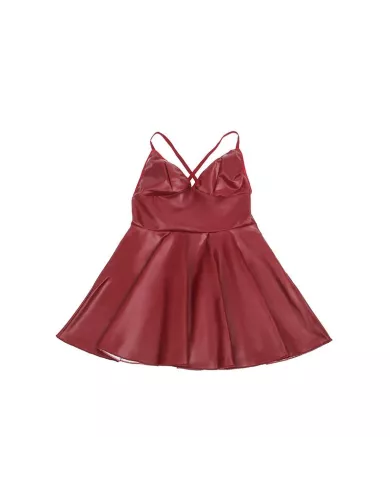 SUBBLIME - 955403 ROBE À BRETELLES EN CUIR BORDEAUX L/XL