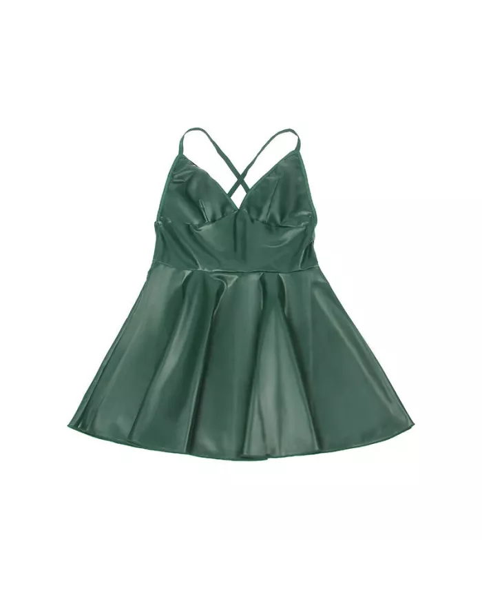 SUBBLIME - 955434 ROBE À BRETELLES EN CUIR VERT S/M SUBBLIME - 955434 ROBE À BRETELLES EN CUIR VERT S/M