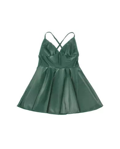 SUBBLIME - 955441 ROBE À BRETELLES EN CUIR VERT L/XL
