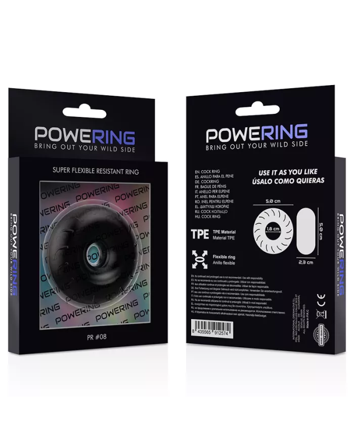 POWERING - ANNEAU PÉNIS SUPER FLEXIBLE ET RÉSISTANT 5CM PR08 NOIR
