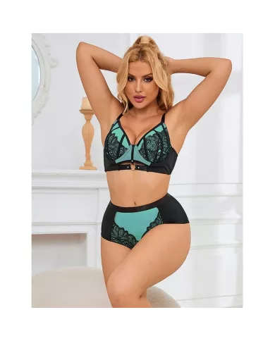 SUBBLIME - 955557 ENSEMBLE SOUTIEN-GORGE EN CUIR VERNI VERT AVEC FERMETURE ÉCLAIR S/M