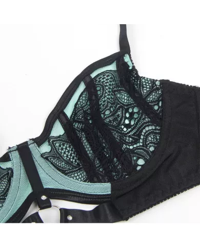 SUBBLIME - 955564 ENSEMBLE SOUTIEN-GORGE À FERMETURE ÉCLAIR EN CUIR VERNI VERT L/XL