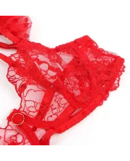 SUBBLIME - 957506 ENSEMBLE SOUTIEN-GORGE ET JARRETELLE EN DENTELLE ROUGE S/M