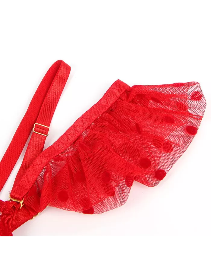 SUBBLIME - 957506 ENSEMBLE SOUTIEN-GORGE ET JARRETELLE EN DENTELLE ROUGE S/M