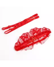 SUBBLIME - 957506 ENSEMBLE SOUTIEN-GORGE ET JARRETELLE EN DENTELLE ROUGE S/M