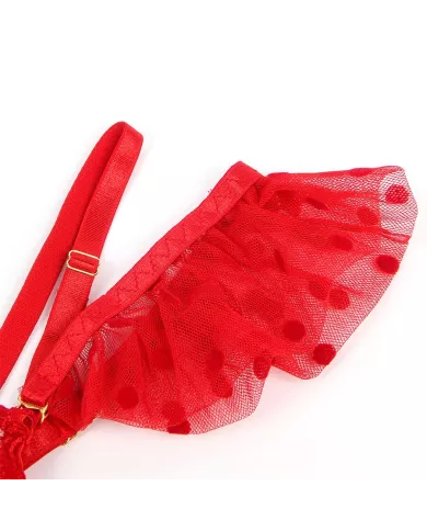 SUBBLIME - 957513 ENSEMBLE SOUTIEN-GORGE ET JARRETELLE EN DENTELLE ROUGE L/XL