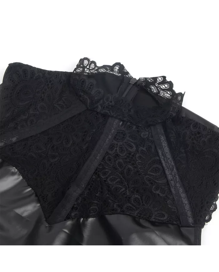 SUBBLIME - 957551 ROBE EN CUIR COL DENTELLE NOIR L/XL