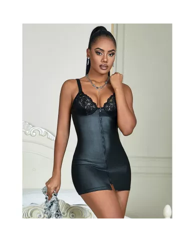 SUBBLIME - 957568 ROBE ZIPPÉE EN CUIR NOIR S/M