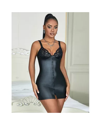 SUBBLIME - 957575 ROBE ZIPPÉE EN CUIR NOIR L/XL