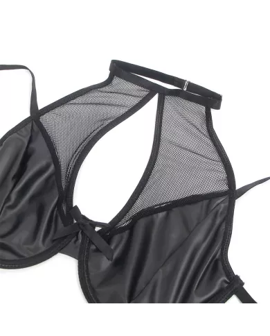 SUBBLIME - 957582 ENSEMBLE SOUTIEN-GORGE ET JUPE EN CUIR NOIR S/M