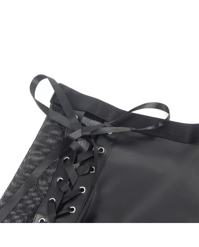 SUBBLIME - 957599 ENSEMBLE SOUTIEN-GORGE ET JUPE EN CUIR NOIR L/XL