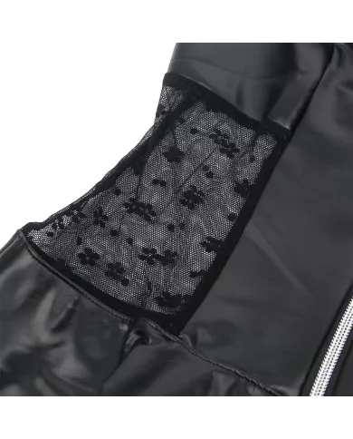 SUBBLIME - 957704 ROBE EN CUIR À FERMETURE ÉCLAIR EN DENTELLE NOIRE S/M