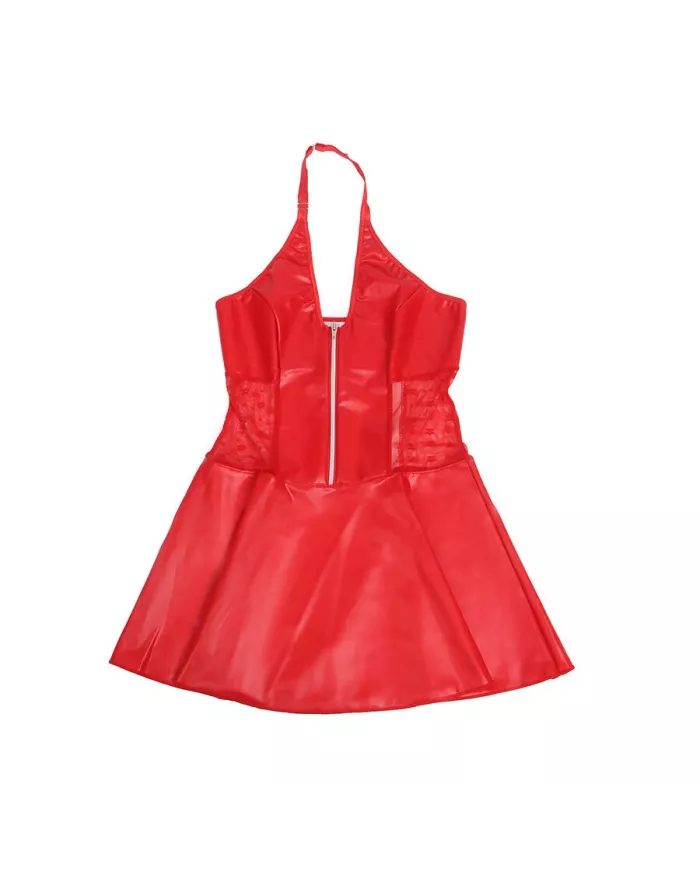 SUBBLIME - 957728 ROBE EN CUIR À FERMETURE ÉCLAIR EN DENTELLE ROUGE S/M
