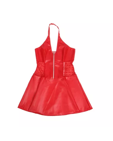 SUBBLIME - 957735 ROBE EN CUIR À FERMETURE ÉCLAIR EN DENTELLE ROUGE L/XL