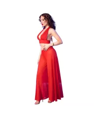 CHILIROSE - CR 4857 ENSEMBLE HAUT ET PANTALON ROUGE TAILLE M