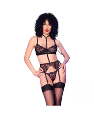 CHILIROSE - CR 4852 ENSEMBLE LINGERIE NOIR TAILLE M
