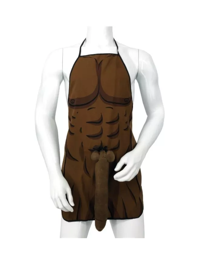DIABLO PICANTE - TABLIER MUSCLÉ AVEC PÉNIS 3D EN TON MARRON DIABLO PICANTE - TABLIER MUSCLÉ AVEC PÉNIS 3D EN TON MARRON