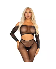 LEG AVENUE - CROP TOP ET LEGGING RÉSILLE AVEC STRASS NOIR LEG AVENUE - CROP TOP ET LEGGING RÉSILLE AVEC STRASS NOIR