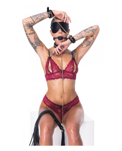 Ensemble 7 pièces Fetish SM noir -  Bad Kitty