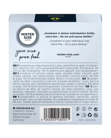 MISTER SIZE - PRÉSERVATIF TAILLE S 49 MM (3 UNITÉS)