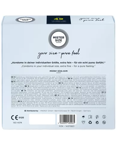 MISTER SIZE - PRÉSERVATIF TAILLE S 49 MM (36 UNITÉS)