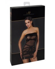 Mini robe floquée à épaules nues Bondesque F359 - Noir Handmade