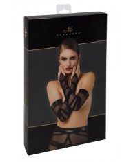 Gants longs floqués Bondesque F361 - Noir Handmade