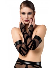 Gants longs floqués Bondesque F361 - Noir Handmade