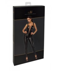 Combinaison lacée en wetlook Vixen F362 - Noir Handmade