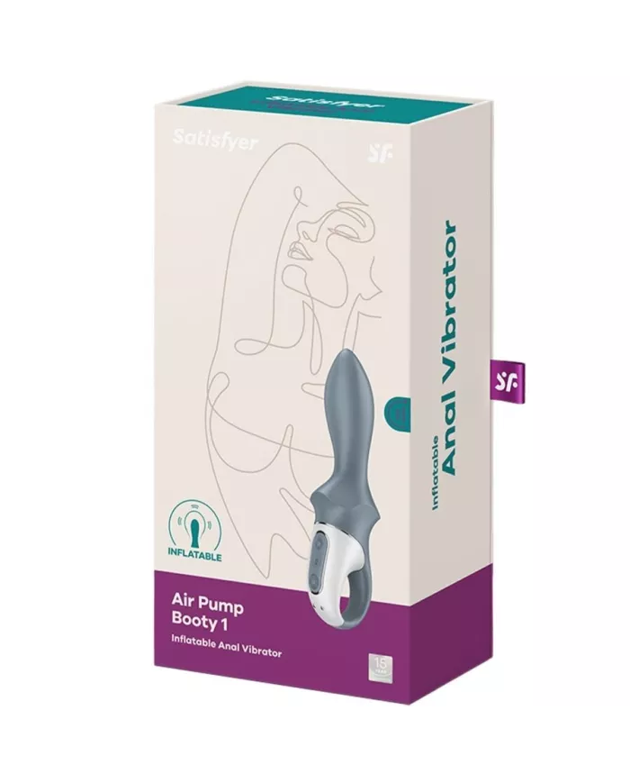 SATISFYER - AIR PUMP BOOTY 1 VIBRATEUR GONFLABLE ANAL GRIS