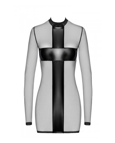 Mini robe tulle et wetlook Crossfire F369 - Noir Handmade