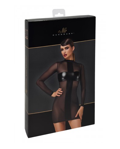 Mini robe tulle et wetlook Crossfire F369 - Noir Handmade