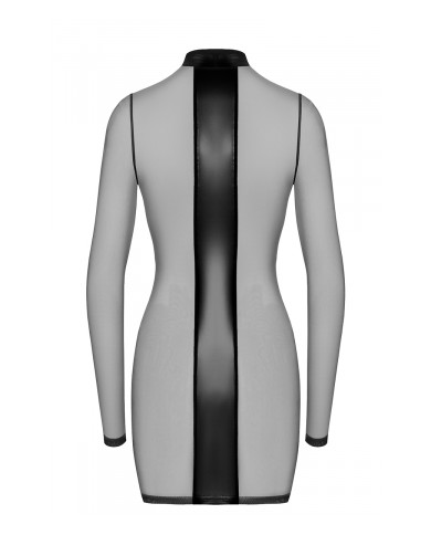 Mini robe tulle et wetlook Crossfire F369 - Noir Handmade