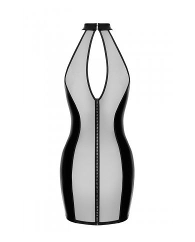 Mini robe tulle et wetlook Luxuria F370 - Noir Handmade