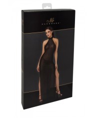 Robe longue en maille pailletée Onyx F372 - Noir Handmade