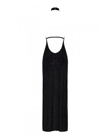 Robe longue en maille pailletée Onyx F372 - Noir Handmade