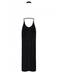 Robe longue en maille pailletée Onyx F372 - Noir Handmade