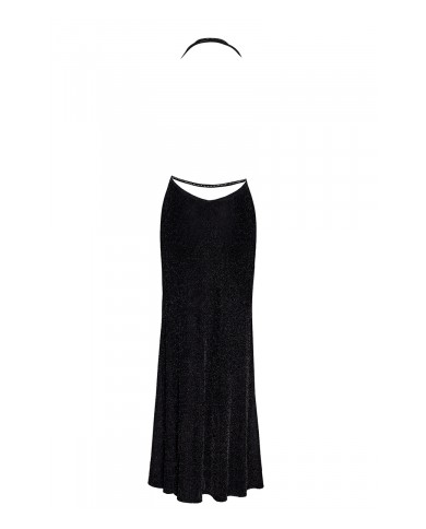 Robe longue fendue Onyx F373 - Noir Handmade