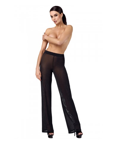 Pantalon en maille pailletée Onyx F374 - Noir Handmade