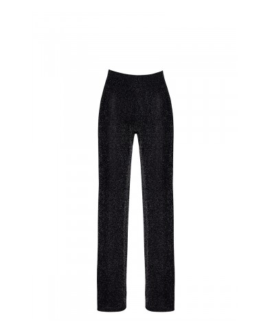 Pantalon en maille pailletée Onyx F374 - Noir Handmade