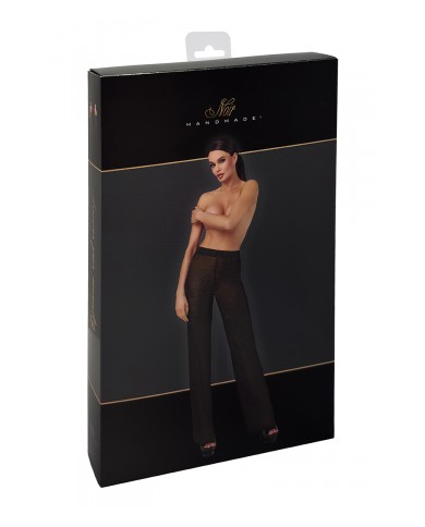Pantalon en maille pailletée Onyx F374 - Noir Handmade