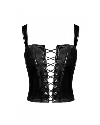 Corset en vinyle Dominae F379 - Noir Handmade