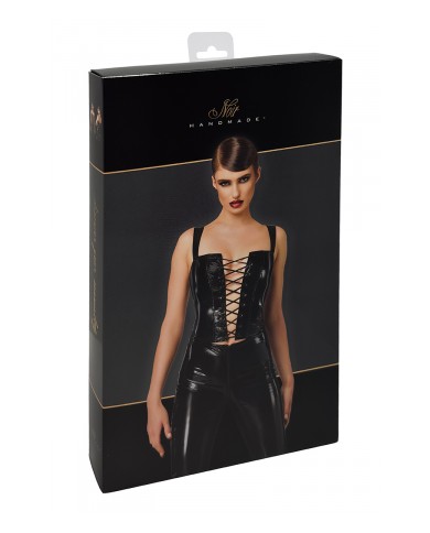 Corset en vinyle Dominae F379 - Noir Handmade