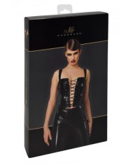 Corset en vinyle Dominae F379 - Noir Handmade