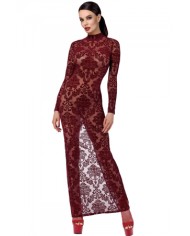 Robe fendue en tulle floqué Kink Royal F383 - Noir Handmade