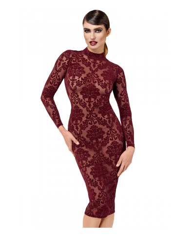 Robe fourreau en tulle floqué Kink Royal F384 - Noir Handmade