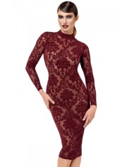 Robe fourreau en tulle floqué Kink Royal F384 - Noir Handmade