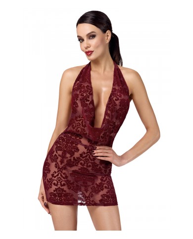 Mini robe dos nu en tulle floqué Kink Royal F385 - Noir Handmade