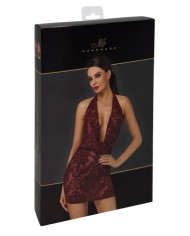 Mini robe dos nu en tulle floqué Kink Royal F385 - Noir Handmade