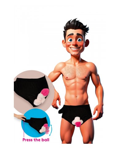 Slip avec pénis en peluche mobile